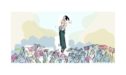 'Raise your profile'. Illustration for coaching and networking event for 'Heads-up Coaching' 'Raise your profile'. Illustration for coaching and networking event for 'Heads-up Coaching'