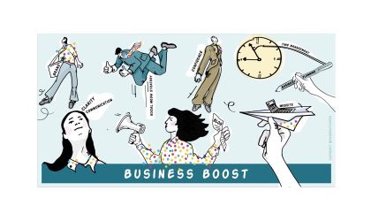 'Business Boost' Illustration for 'Heads-up Coaching' 'Business Boost' Illustration for 'Heads-up Coaching'